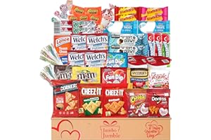 JUMBO JUMBLE Valentine Snack Box Care Package (50 Count) Variety Pack Gift Box Basket for Adult Kid Women Men Birthday College School Student Friends Family Military (Valentine)