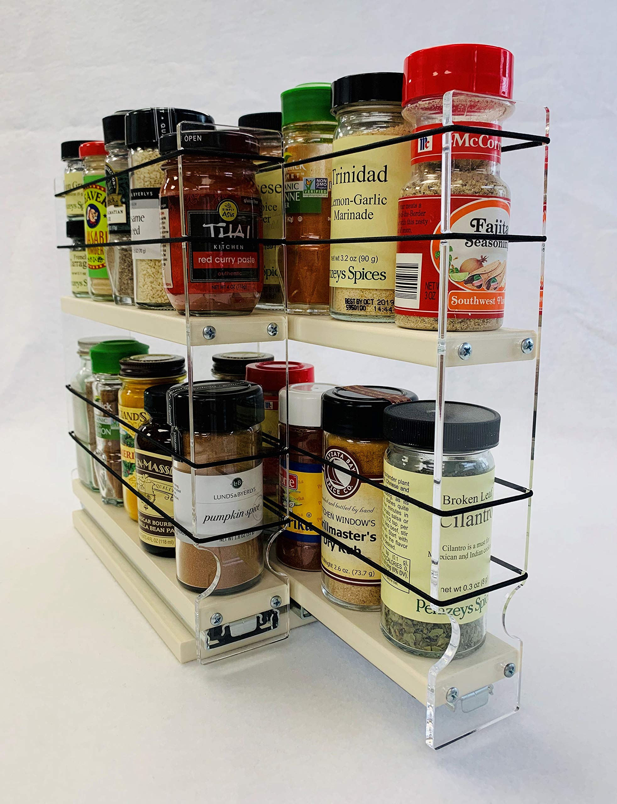 Vertical Spice 22x2x11 DC Spice Rack Narrow Space w/2 Drawers