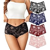 Avidlove Sexy Women's Underwear Floral Lace Boyshort Panties High Waist Cheeky Panty Pack of 4
