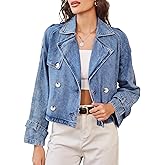 Nitzana Denim Jacket for Women Cropped Trench Coat Double Breasted Lightweight Jean Jackets Casual Outerwear 2026 Trendy
