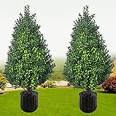 Set of 2 Artificial Topiary Cedar Trees Outdoor Indoor Artificial Boxwood Tree with Planter,2.3FT Potted Fake Tree Evergreen Plants Faux Cypress Trees Realistic for Porch Home Offices