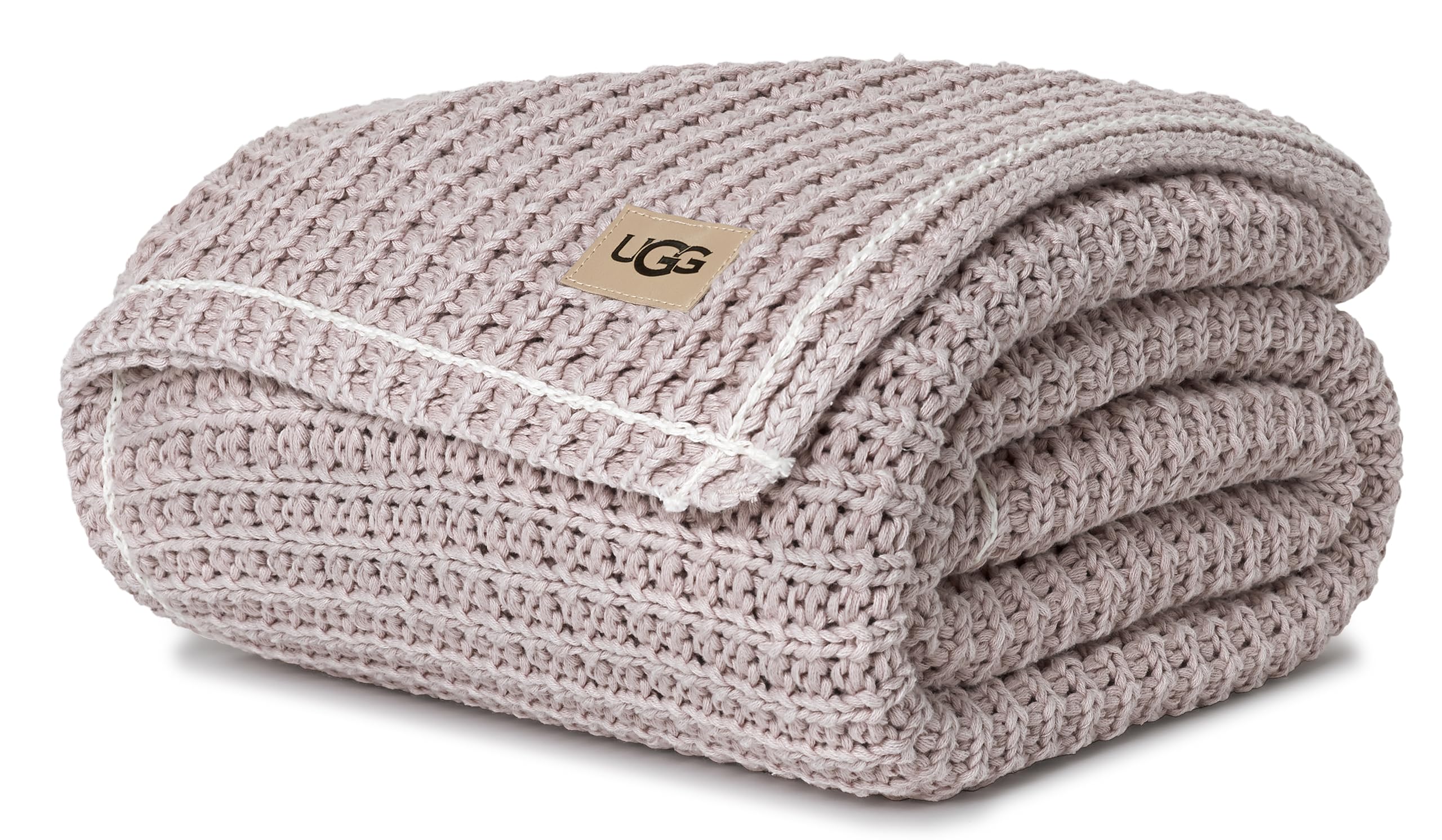 Photo 1 of UGG Luna Knit Throw Cotton Chunky Soft Throw Blanket for Couch or Bed Cozy Washable Giftable Lightweight Blanket for Living Room or College Dorm, 50-inch x 70-inch, Quartz Pink