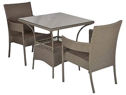 FurniFuture� Compy Outdoor Patio Furniture Set 2+1 - (Beige)