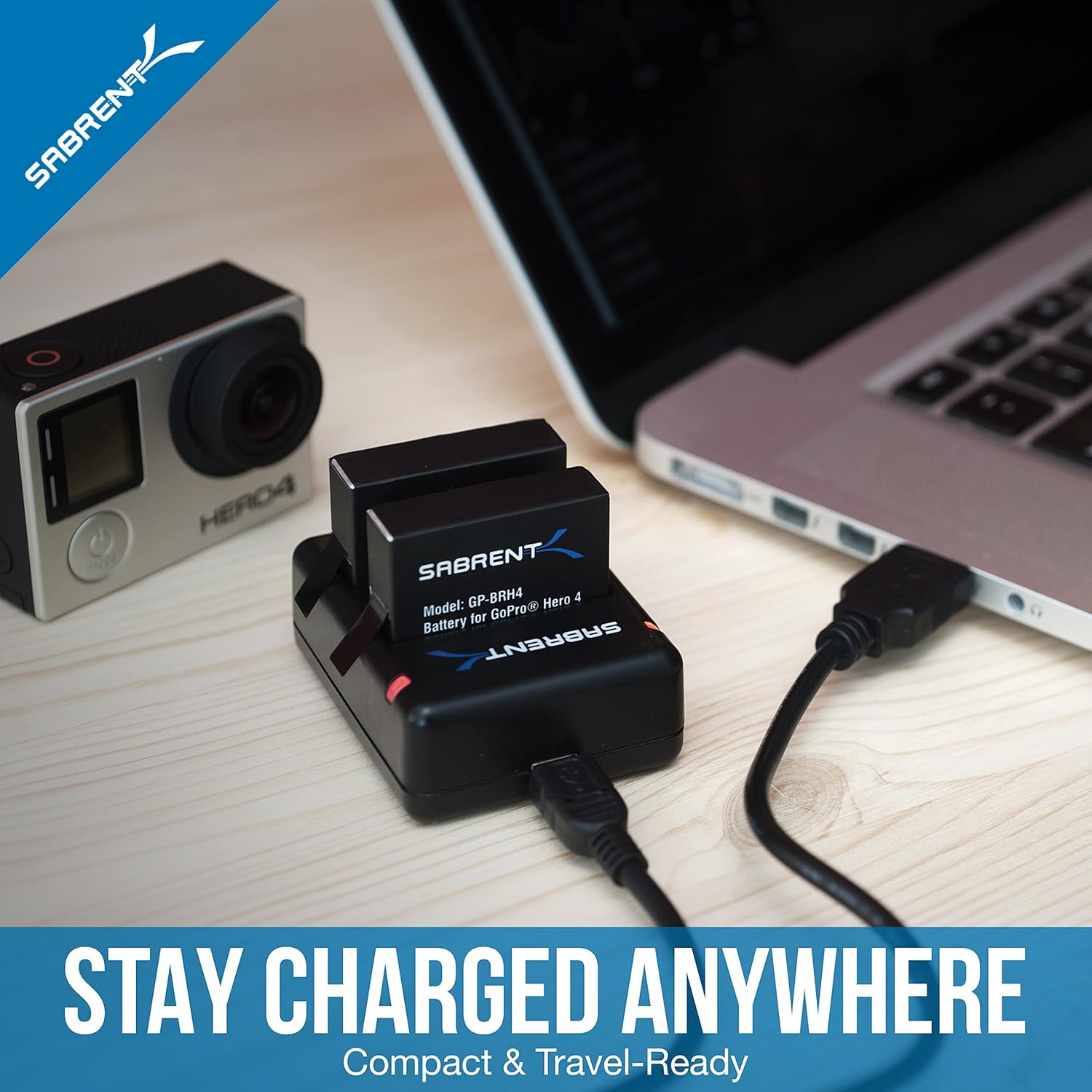 Sabrent 2 Pack Battery Set with Dual Battery Charger for GoPro HERO4 [AHDBT-401, AHBBP-401] (GP-KTH4): Computers & Accessories