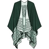 Women's Vintage Pattern Open Front Poncho Cape Shawl Winter Shawl Wraps