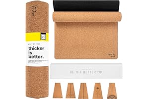 BODY BY YOGA Luxury Cork Yoga Mat - Non Slip, Extra Thick Grip. Thicker, Longer, and Wider for More Comfort and Support. Tough Enough For Hot Yoga. Natural, Non Toxic, and Eco Friendly. Optional Alignment Lines.