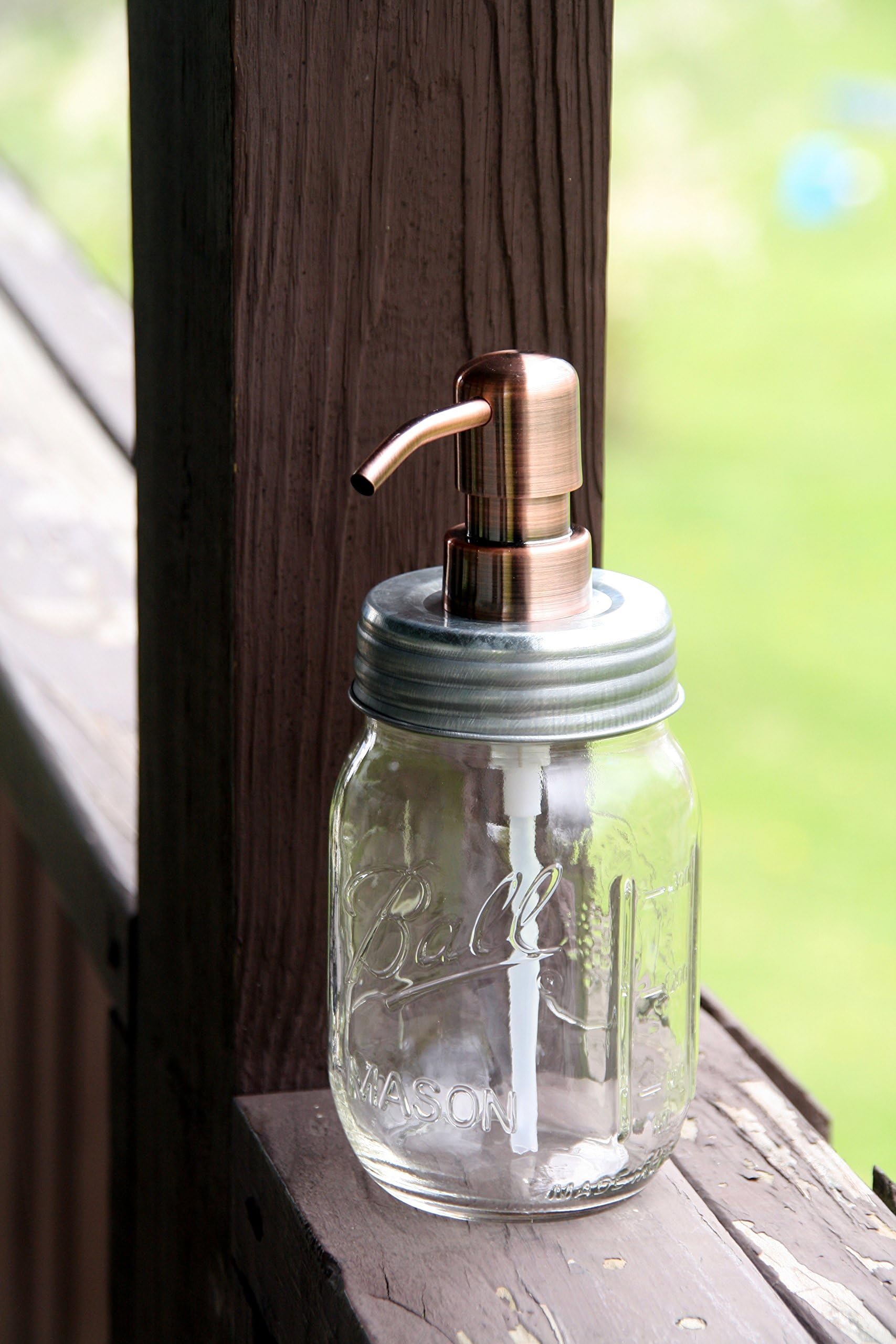 Ball Mason Jar Soap Dispenser with Metal Copper Pump - Clear Pint Jar by Industrial Rewind