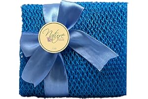 Nature by EJN - Net Bath Sponge, Customized N1 Weave, Long, NKN Naturals, Skin Exfoliation, African, Porous, Stretches to Approximately 49" (Sea Blue)