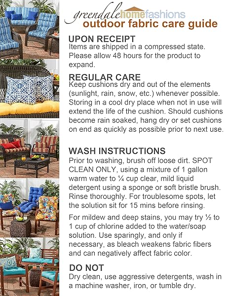 GREENDALE HOME FASHIONS OUTDOOR HIGH BACK CHAIR CUSHION, NAVY