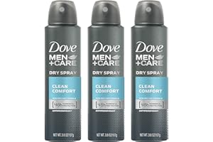 Dove Men + Care Dry Spray Antiperspirant, Clean Comfort 3.8 oz (Pack of 3)