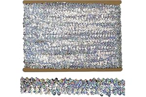dlboboai Sequin Ribbon Trim Polyester Braided Ribbon 10 Yards 30mm Wide Lace Trim for Sewing Crafts Clothing Curtains Accessories Lampshade Home DIY Decoration (Shining Silver, 30mm Wide)