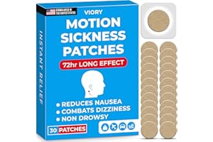 VIORY Motion Sickness Patches for Car and Boat Rides, Ships, Cruise and Airplane & Other Forms of Transport - Travel Essentials, for Adults and Kids (30 Count)