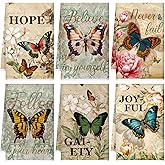Sratte 6 Pcs Butterfly Kitchen Towels Vintage Butterfly Tea Dishtowels 24 x 16 Inch Decorative Farmhouse Absorbent Hand Bath Towel for Holiday Kitchen Bathroom Decor Gifts