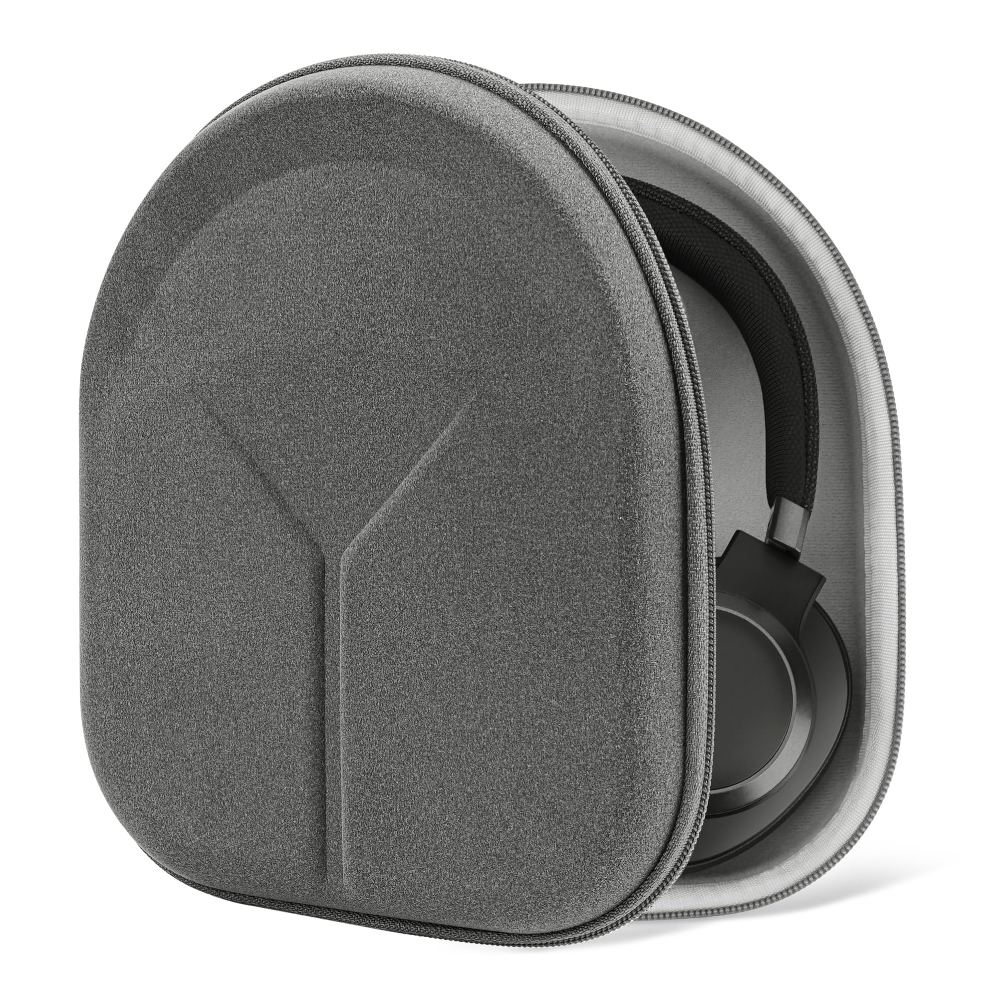 Geekria Shield Headphones Case for Foldable Over-Ear Headphones, Hard Shell Travel Carrying Bag, Compatible with Soundcore, JBL Tour ONE M3, Sony WH-1000XM5, B&O Beoplay H9 (Microfiber Grey)