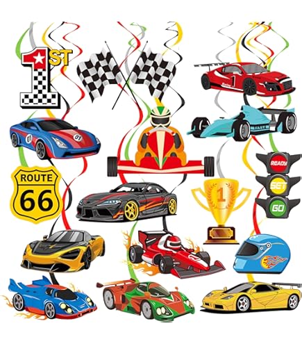 Racing Car Party Decorations - 8 Strings Of 5.9ft Tire Banner Garland For Birthday Classroom Decor