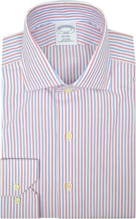 mens blue and white striped dress shirt
