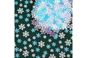 MARFOREVER Blue White Snowflake Confetti Decorations, Winter Glitter Confetti Christmas Snowflake Table Sequins Scatter Centerpiece for Xmas Winter Wonderland Wedding Snow Party Decor Supplies
