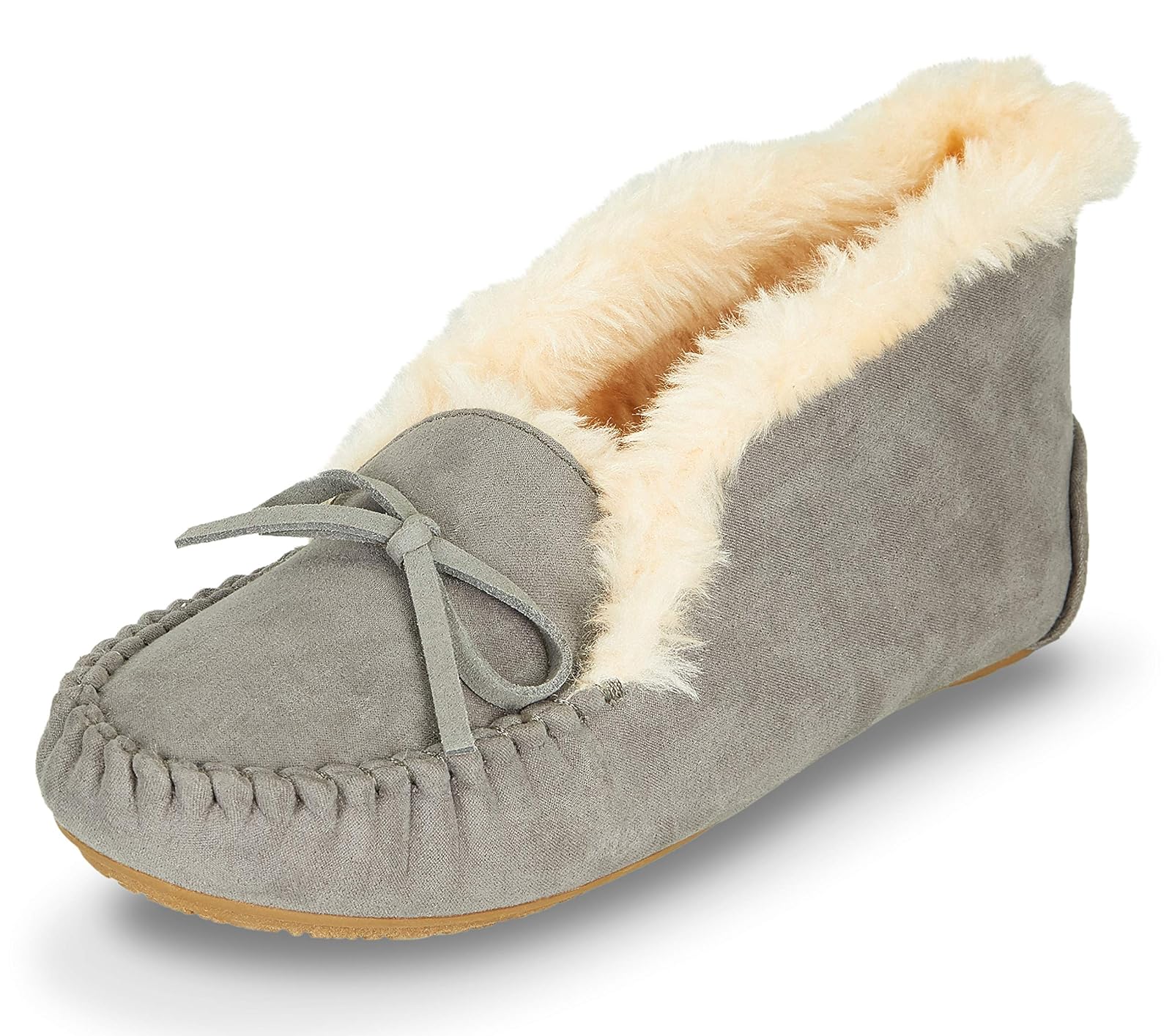 Floopi Womens Indoor/Outdoor Basic Memory Foam Convertible Moccasin Slipper W/Faux Fur Foldable 