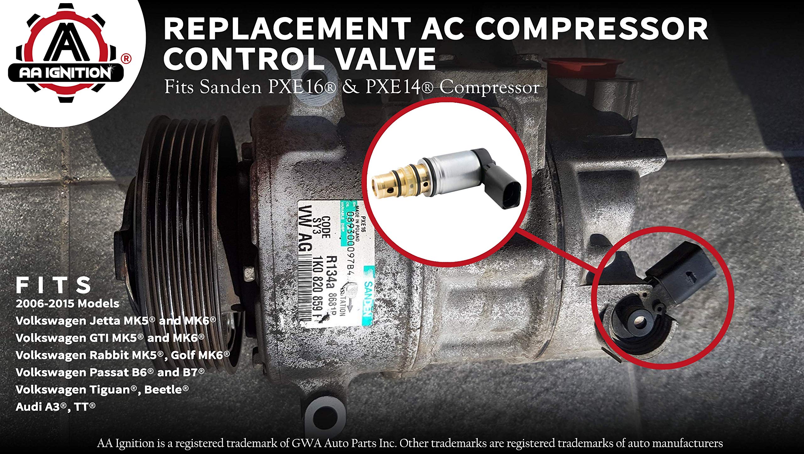 AC Compressor Control Solenoid Valve Compatible with Volkswagen, Audi