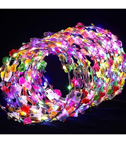 Amazon.com : Chumia 50 Pcs LED Flower Crowns Headbands Light  display picture 1