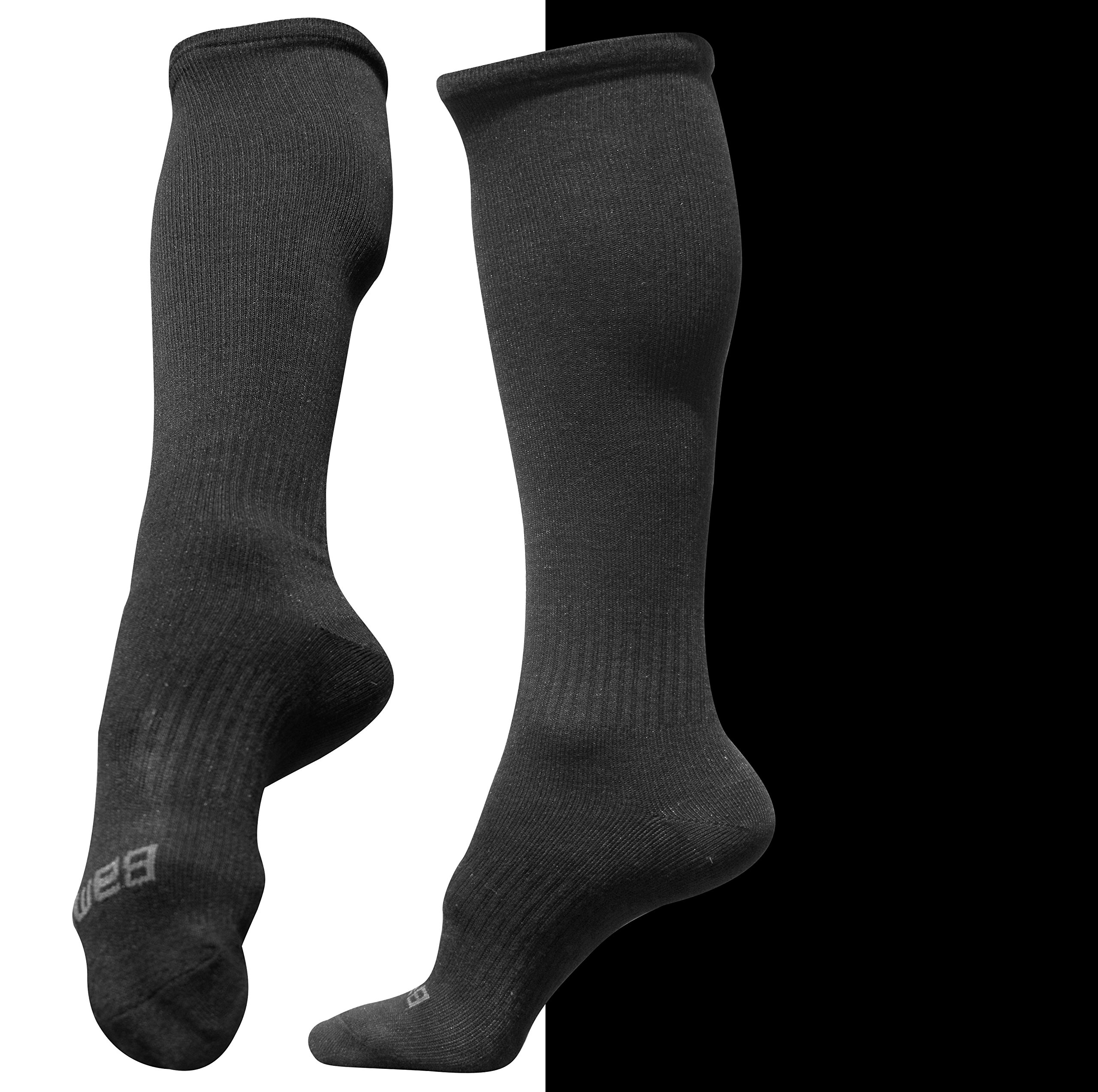 Bams Odor-Kill Bamboo Black Compression Socks for Men, Women- Antibacterial 15-20 mmHg Medical Graduated Knee-High Sock for Recovery Pain Swelling Injury Sports, Diabetic, Nurse, Maternity, Flight