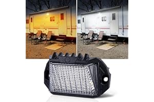 HOYUZA 4 Inch RV Exterior Light, 1300LM LED Porch Light with White/Amber Dual Color Outdoor Lighting Replacement for RVs Trai