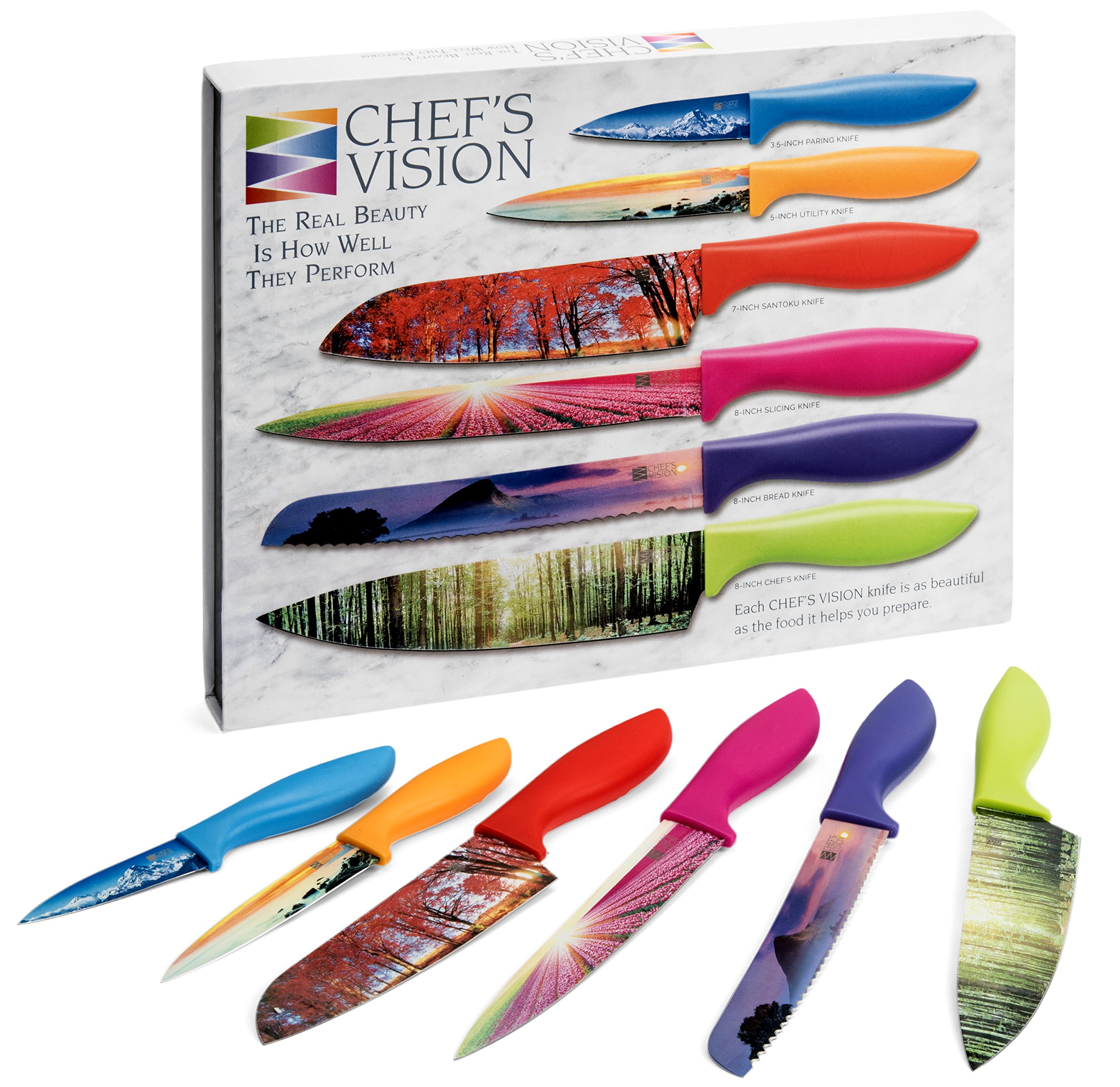 Kitchen Knife Set in Gift Box by Chef's Vision Landscape Series Beautiful, 746060557992 eBay