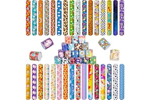 MCPINKY 64PCS Slap Bracelets for Kids, Slap Wristbands Bulk Party Favors Mermaid Galaxy Tie Dye for Birthday Party Classroom Prizes Exchanging Gifts