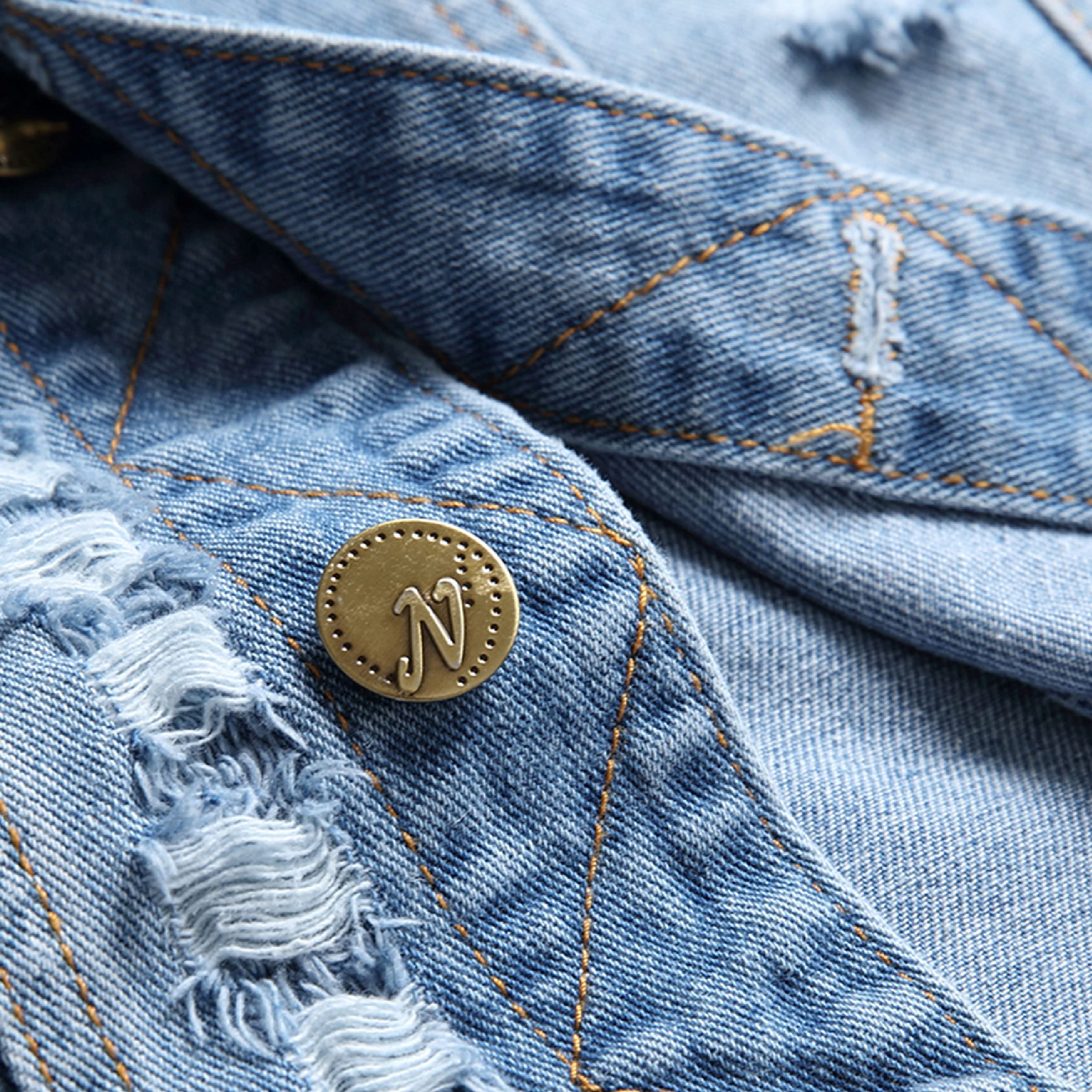 Ginsiom Men's Denim Vest,Sleeveless Jacket Slim Fit Vintage Casual Ripped Summer Jean Vest for Men