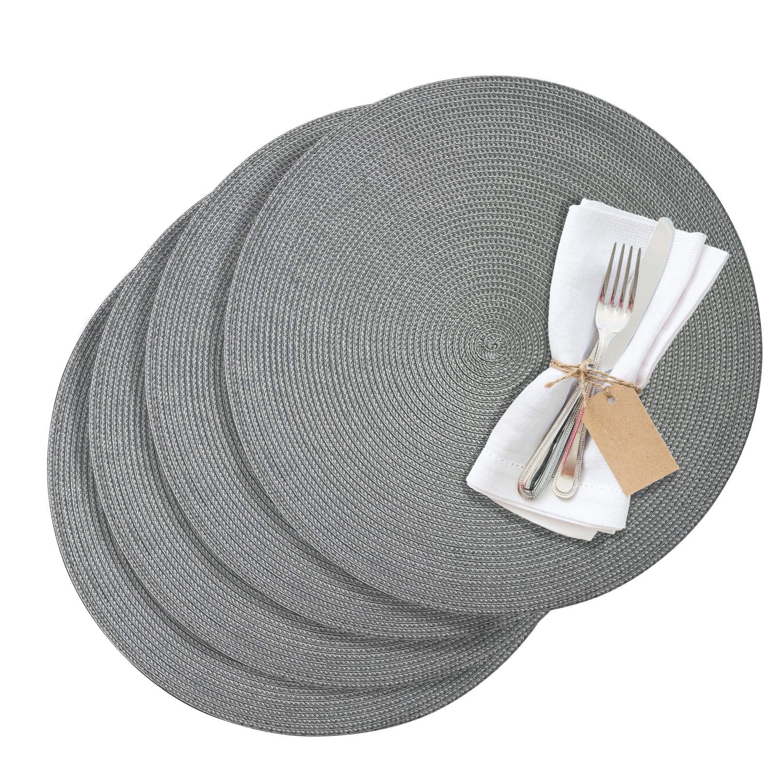 Westmark Placemats, 4 pieces, Ø 38 cm, Polypropylene, Grey, Saleen Edition: Circle