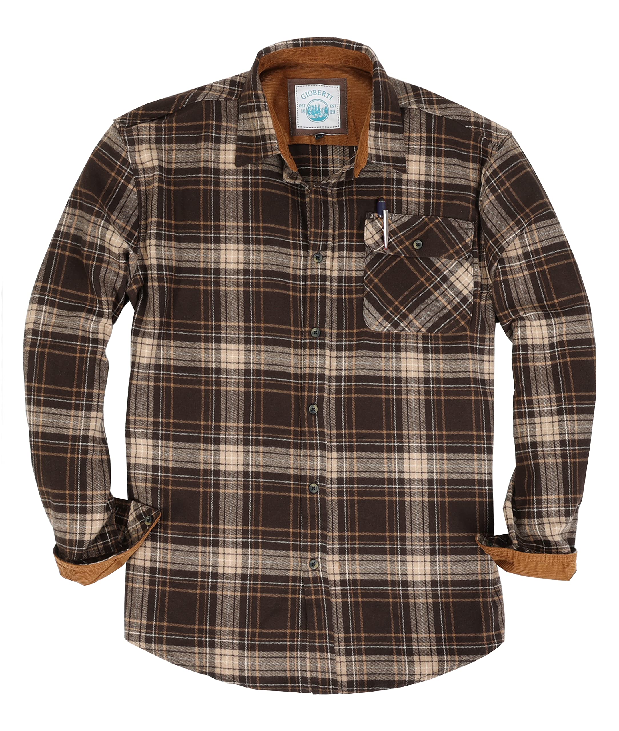 Gioberti Men's Brushed Flannel 100% Cotton Plaid