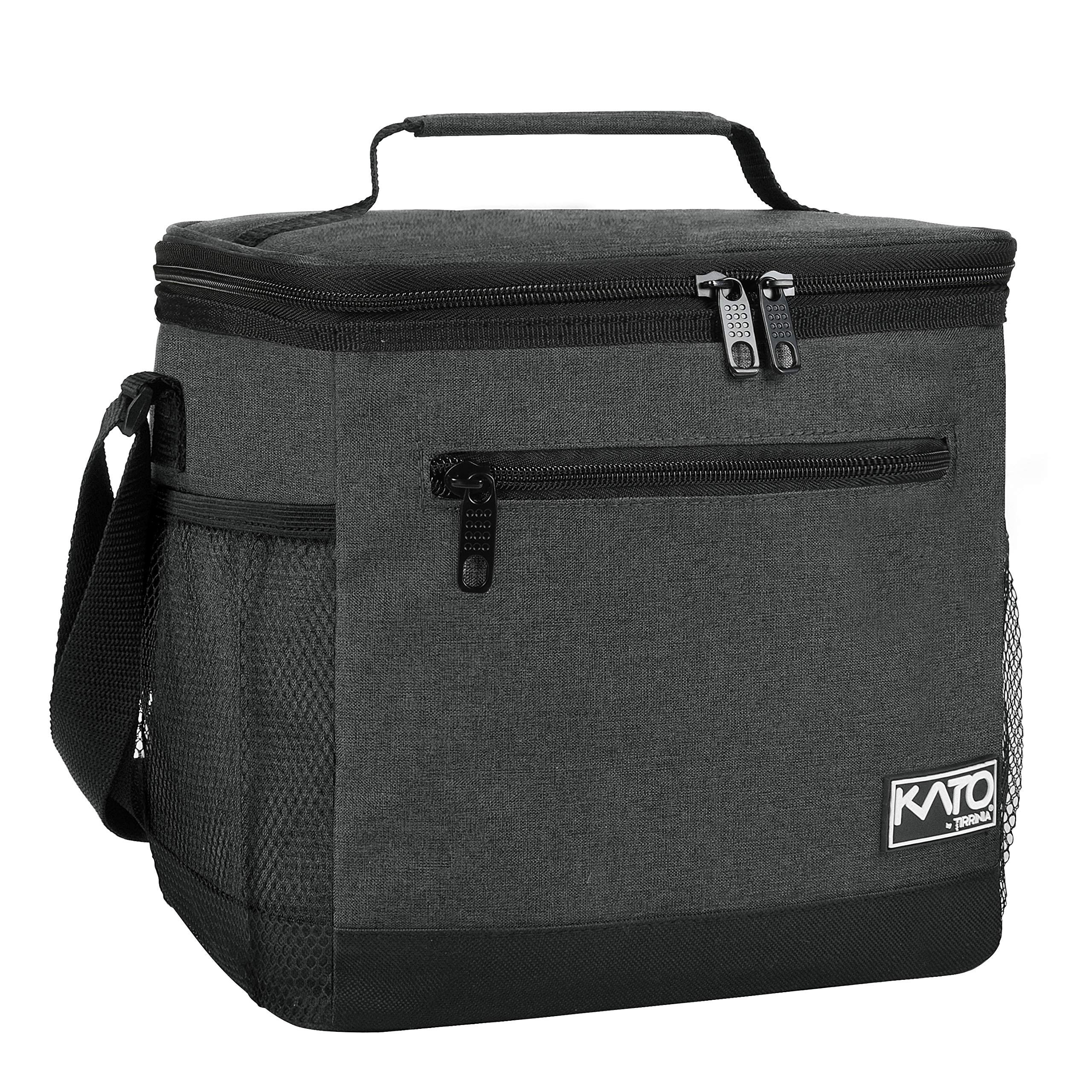 Kato Tirrinia Insulated Lunch Bag 10.5L(20 Cans), Large Cool Bag Thermal Tote Bags for Lunch Work School Camping Picnic, Foldable Cooler Bag for Food or Lunch Box Container,Charcoal