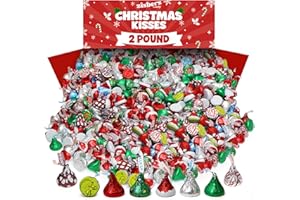 ZISBERS Bulk Christmas Chocolate Kisses Mix - 2 Pound Assortment, Candy Cane, Hot Cocoa & Milk Chocolate, Individually Wrapped Holiday Chocolate Candy For Gifts, Stocking Stuffers, Decoration & Parties