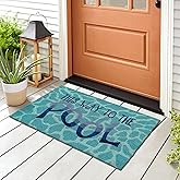 Liora Manne Natura Doormat Non-Slip Natural Fiber Outdoor Mat-Decorative, This Way to The Pool Water 1'6" x 2'6"
