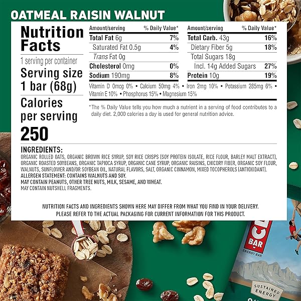 CLIF BAR – OATMEAL RAISIN WALNUT – MADE WITH ORGANIC OATS – ENERGY BARS – NON-GMO – PLANT BASED PROTEIN BARS (10 PACK)