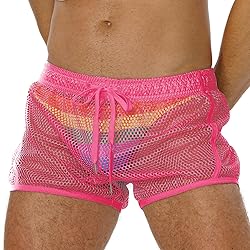 FIROTTII Mens Mesh Shorts Sexy Boxers See Through
