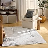 Nourison Home Dekor Grey Charcoal 5'3" x 7' Area Rug - Easy Clean, Non Shedding, Bed Room, Living Room, Dining Room, Kitchen 