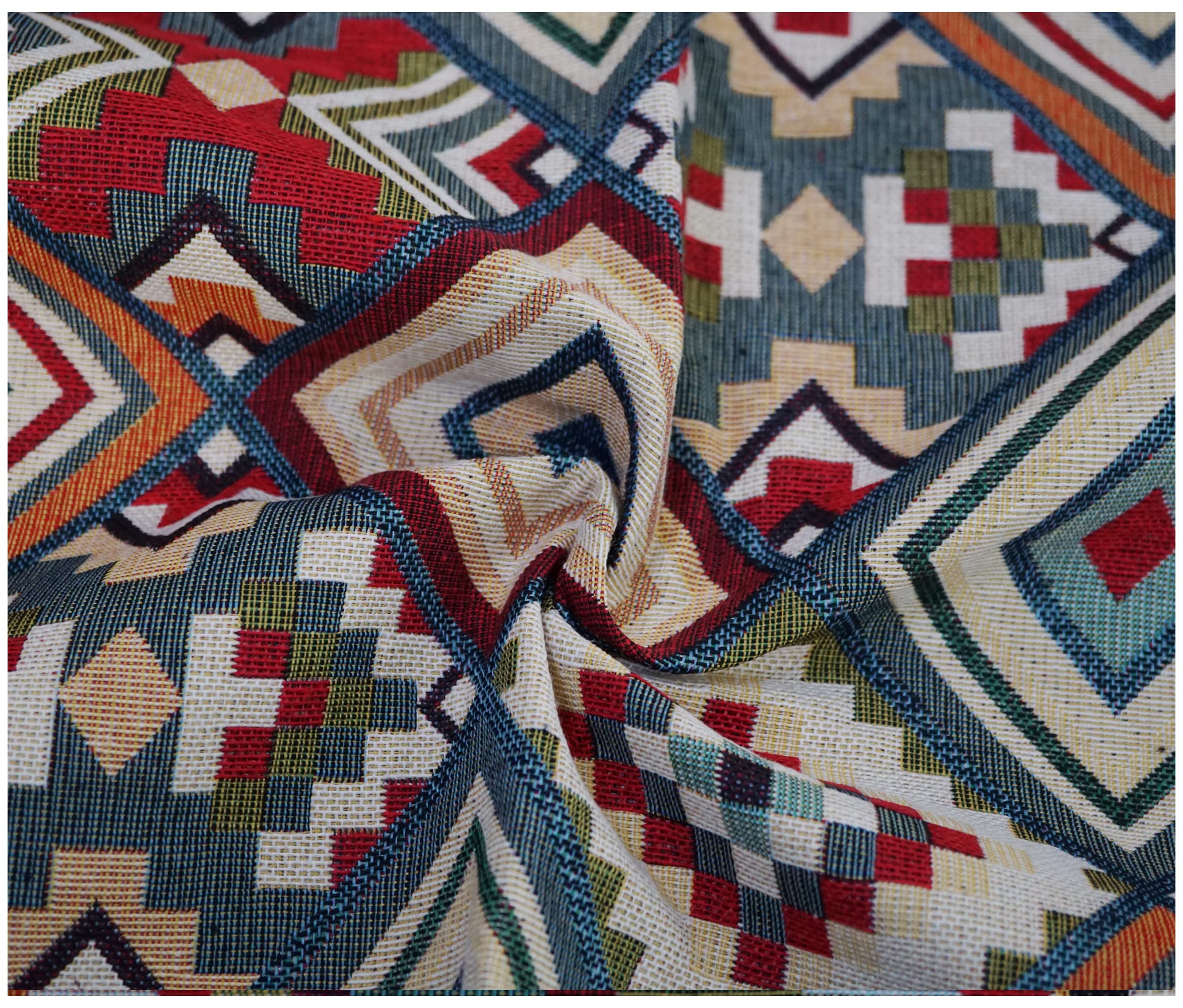 Luxury Tapestry Woven Curtain Upholstery Fabric Sofa Cushion Durable Material (300 x 140cm, Aztec)