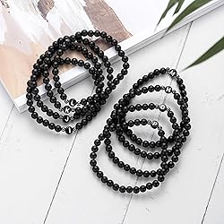XIA YAN 6mm Black Onyx and White Howlite Handmade
