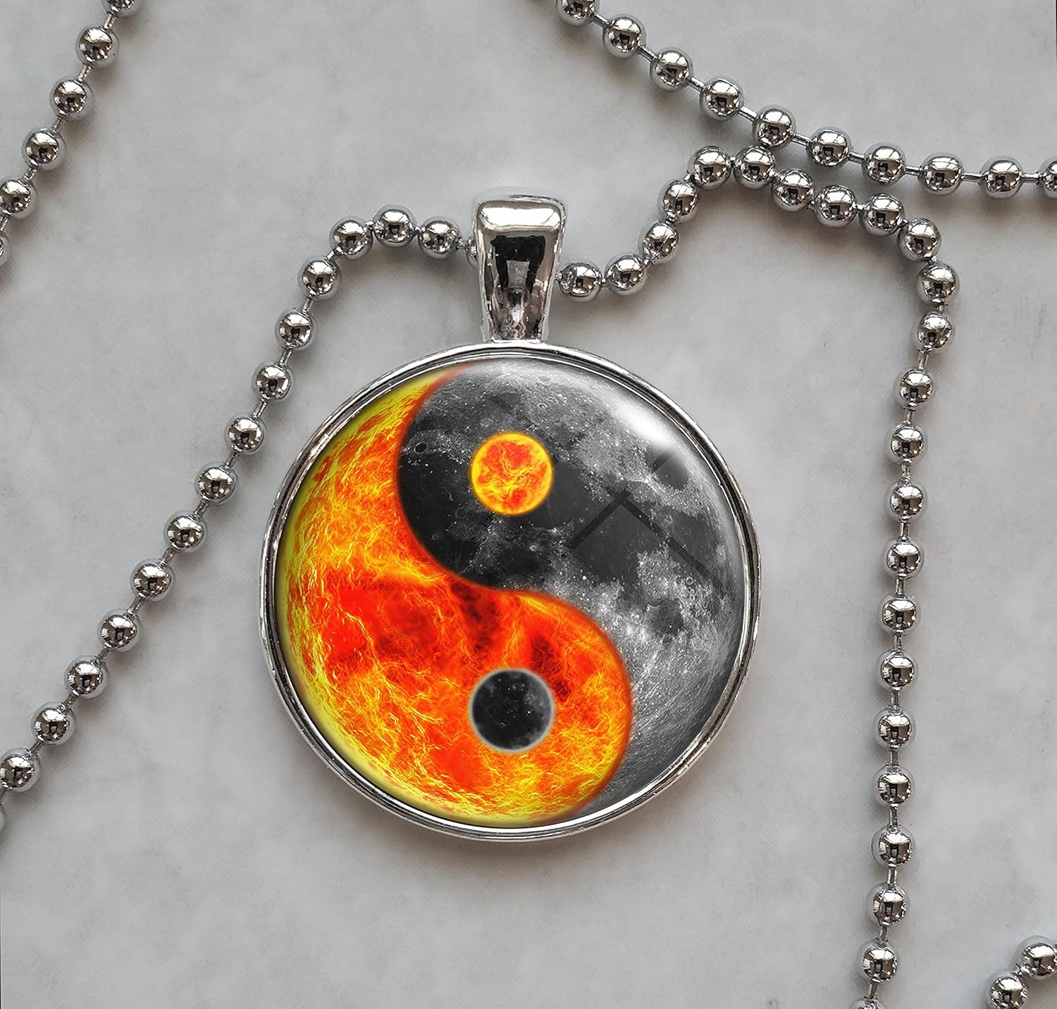 Yin Yang Sun Moon Necklace Handmade