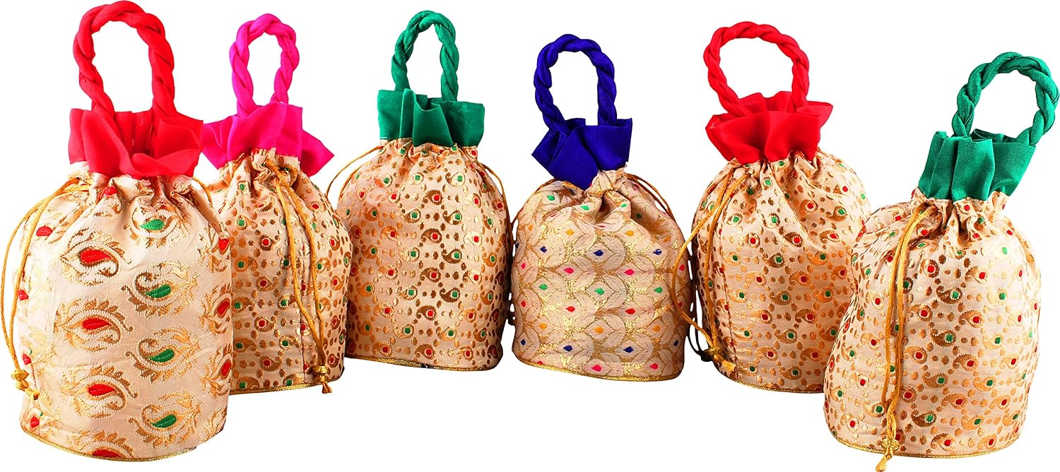 bombay haat women's off-white pouches - set of 6