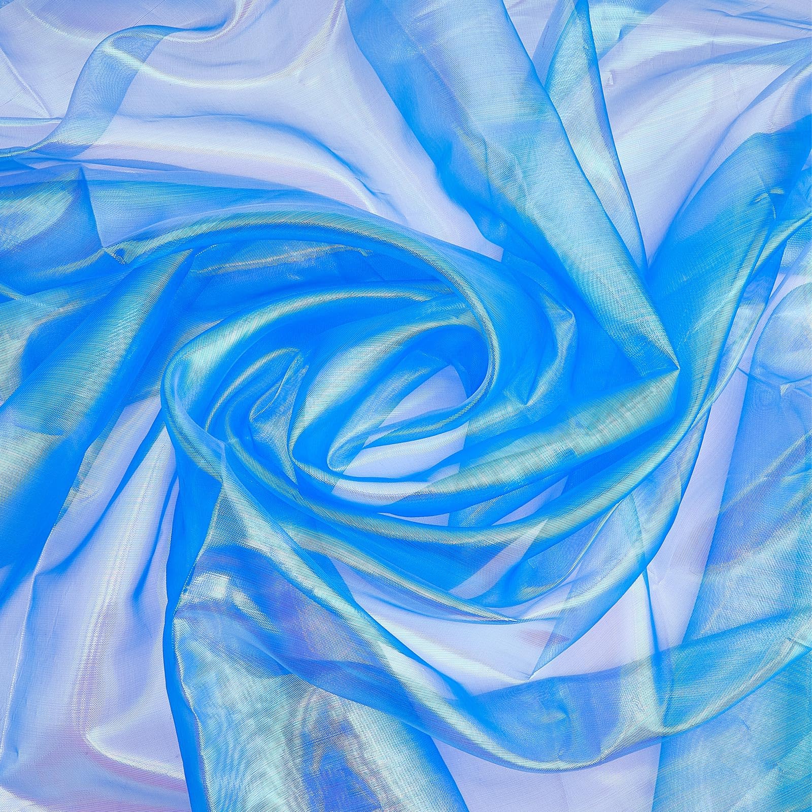 GORGECRAFT 3m x1.5m Blue Iridescent Holographic Gauze Fabric Satin Laser Cloth Magicrainbow Laser Gradient Organza Lace for Stage Costume Wedding Curtain Photo Background Home Decor