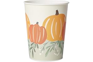 American Greetings 8-Count 16 oz Plastic Party Cups, Pumpkin Thanksgiving Party Supplies