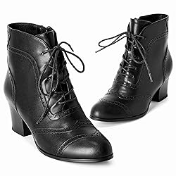 Pixoecuty Black Short Ankle Boots Lace Up Booties