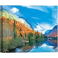 SIGNWIN Canvas Wall Art Blue Sky Over Clear Mountain, Forest and Lake in Spring Landscape Wilderness Modern Art Tropical Panoramic Colorful Ultra for Living Room, Bedroom, Office - 12x18 inches