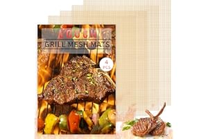 LOOCH Grill mesh mat - Set of 4 Non-Stick BBQ Grill mats, Heavy Duty, Reusable Grilling mats, Easy to Clean - Works on Gas, Charcoal, Pellet Grill - 15.7X 13 inch.