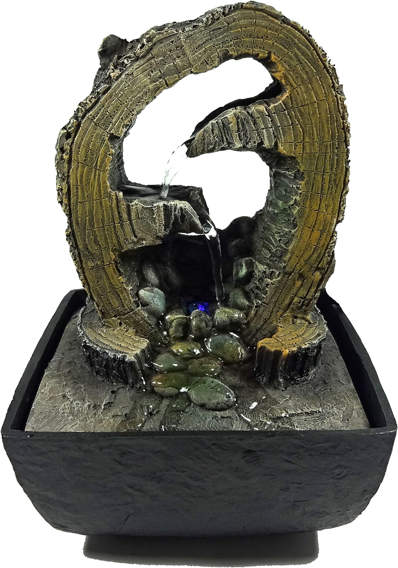 GiftsRDecor Tabletop Fountain Water Cascading In Tree Trunk