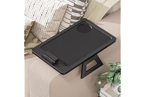 YOUPEHOM Bamboo Sofa Tray,Couch Arm Table, Clip-On Armrest Tray Table for Wide Couch Foldable Tray with 360° Phone Holder Couch Arm Tray for Eating/Drinks/Snacks/Remote