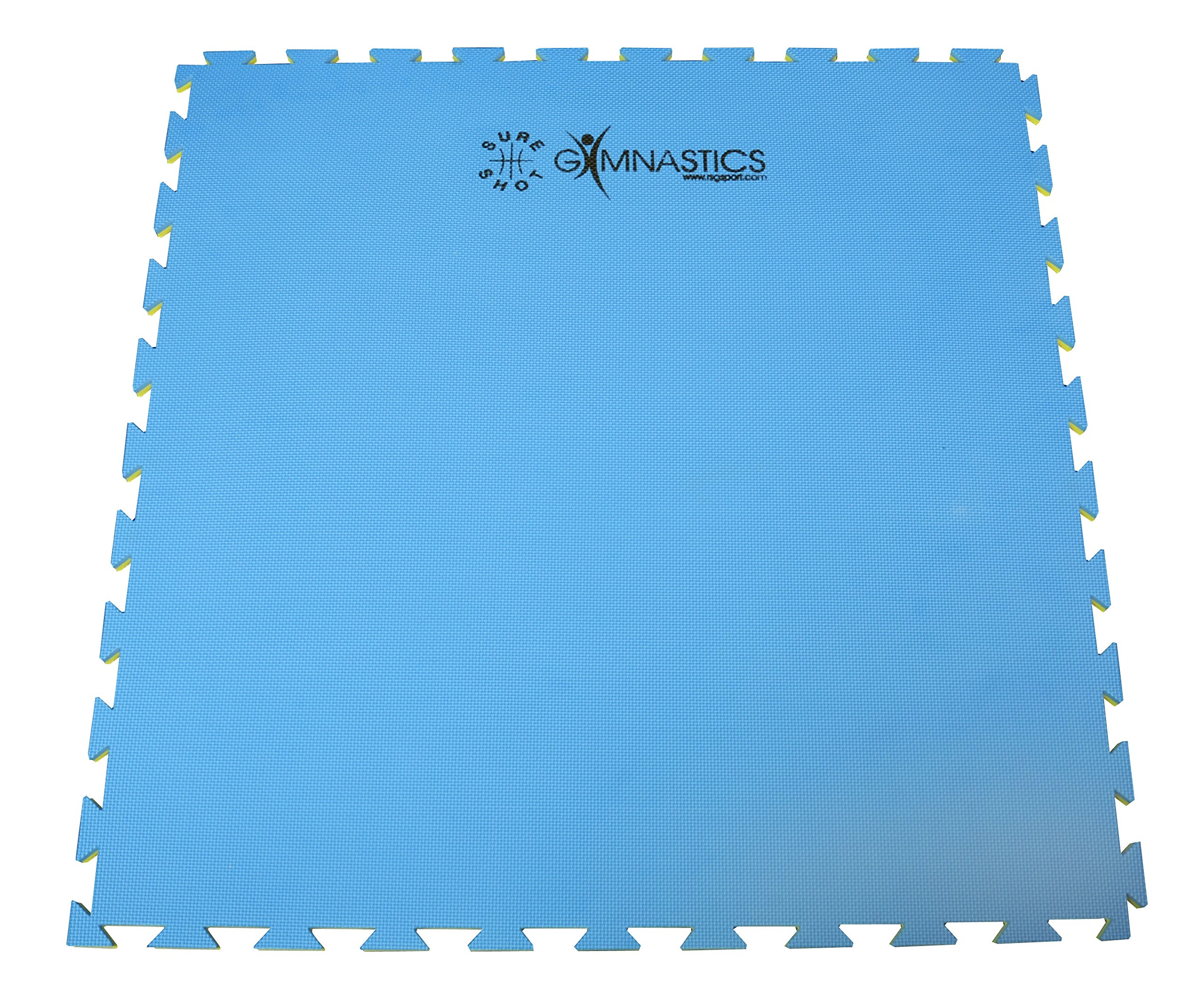 Sureshot Jigsaw Mat Gymnastics - 1m X 1m X20mm, Yellow/Blue