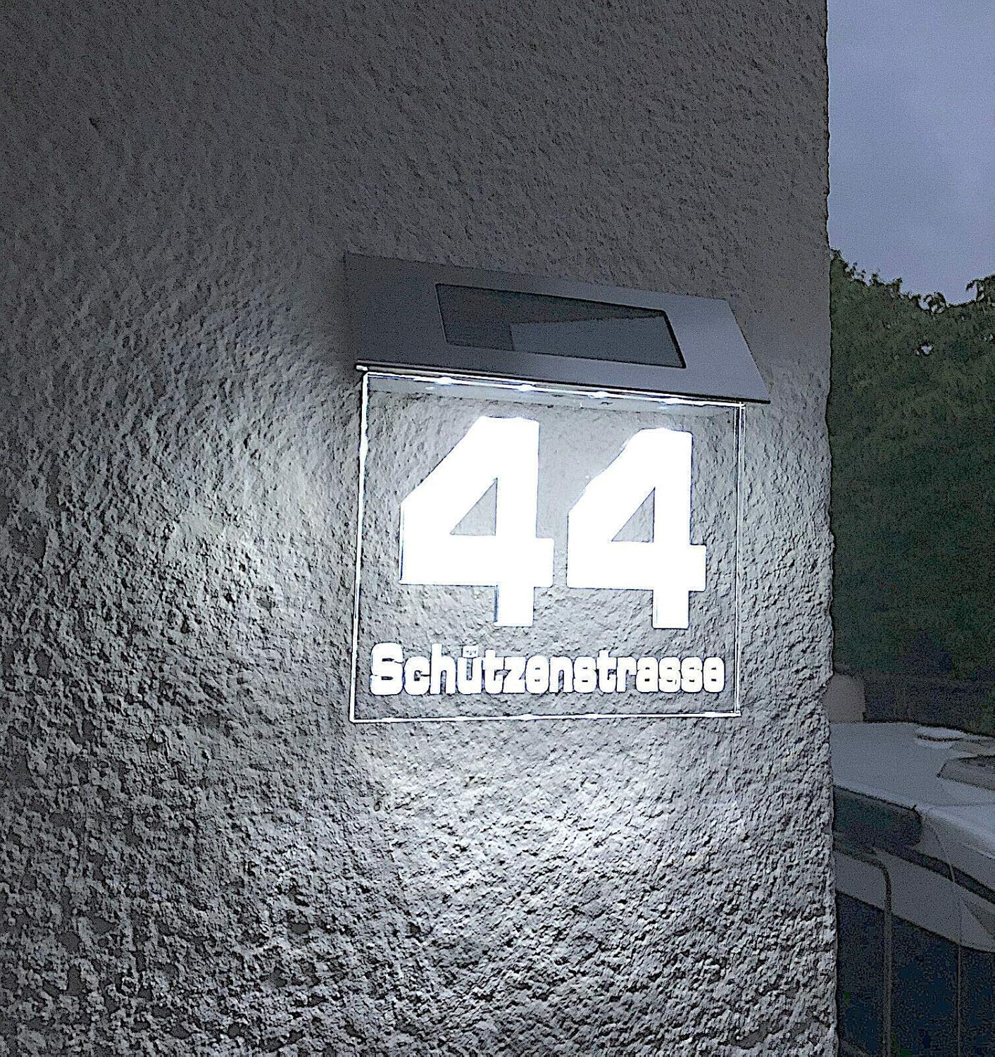 Solar Stars beleuchtete Hausnummer 140mm individuell CNC gefertigt